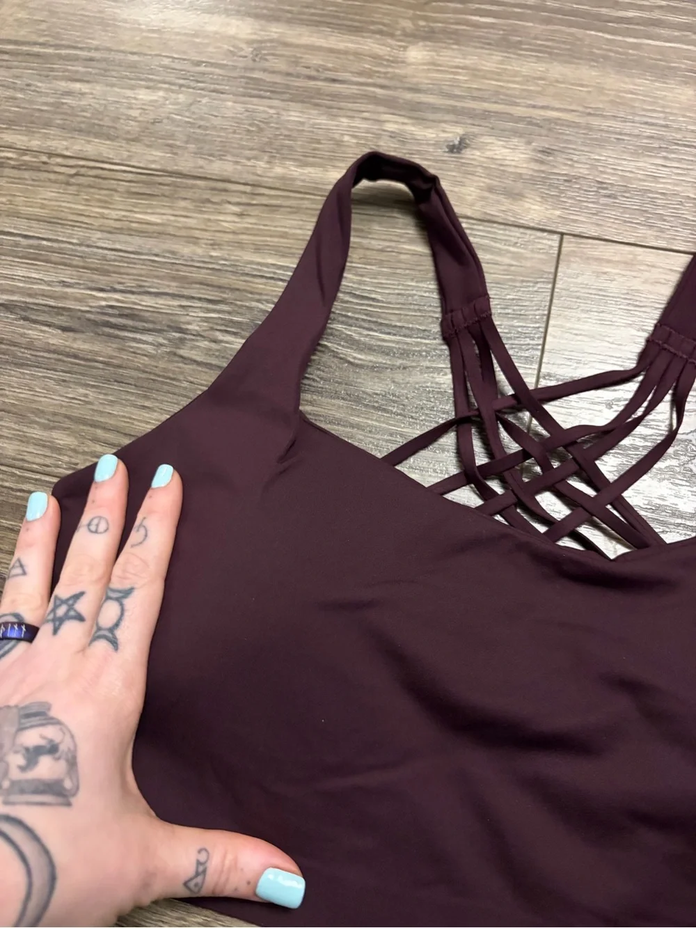NWT Lululemon FlexyFlex Yoga Bra *Light Support, D-DDD Cups Black Plum Size L/XL
